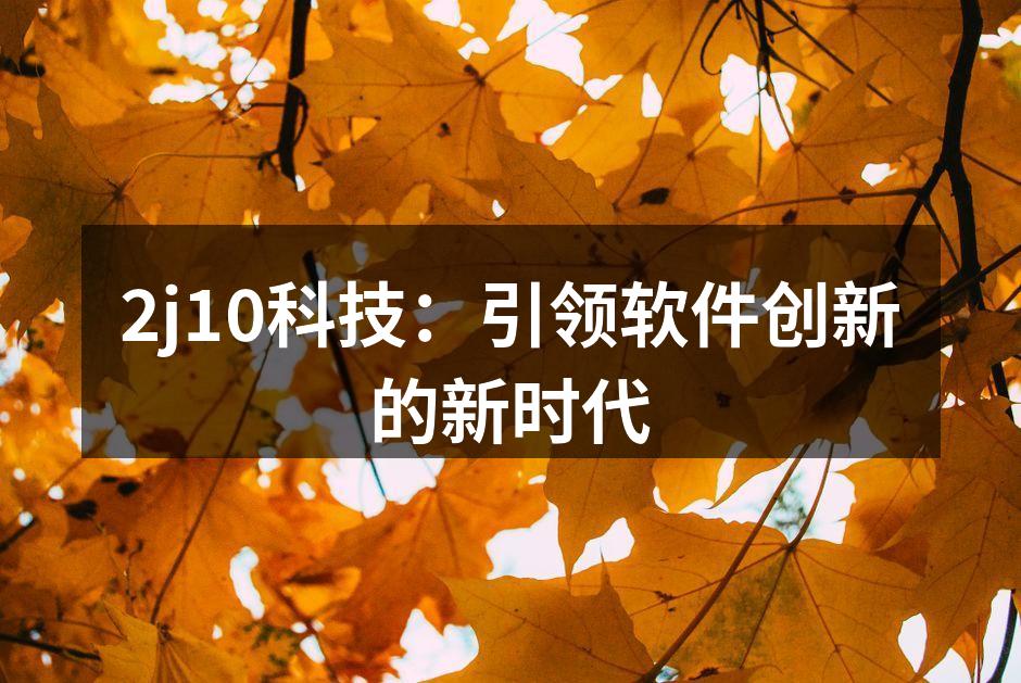 2j10科技:引领软件创新的新时代
